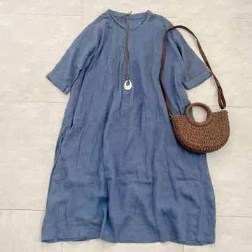 nest Robe 린넨 100% 오분 소매 셔츠 원피스 넉넉한