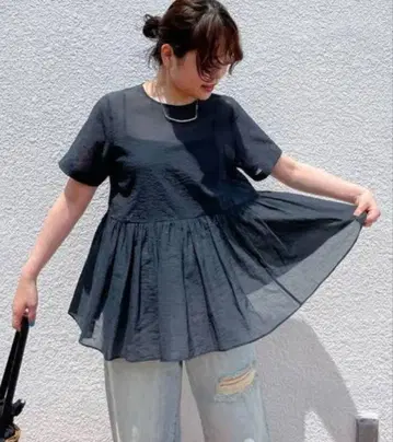시어 페플럼 블라우스