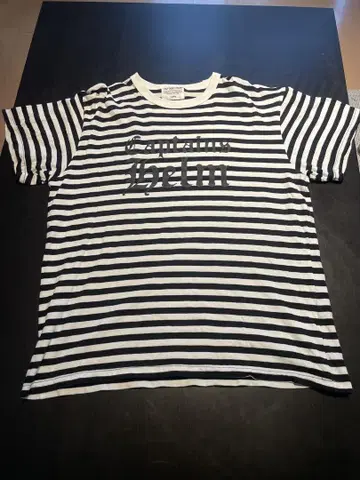 Captains Helm 보더 티셔츠 L 화이트 블랙 레어