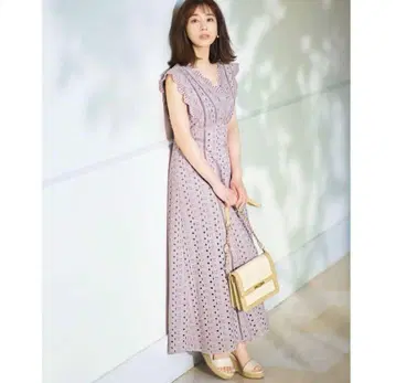 노엘라 Noela 코튼 레이스 맥시 원피스 S 라벤더
