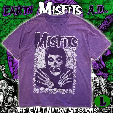 Misfits 미스핏츠 퍼플 스컬 티셔츠 빈티지 가공 L