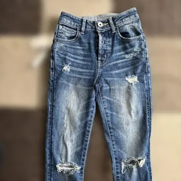 새상품급 데님 가공 블루 청바지 슬림 핏