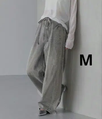 로리즈팜 이지 배럴 데님 팬츠 M 그레이