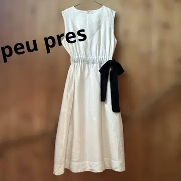 peu pres 푸프레 아이보리 슬리브리스 롱 원피스 린넨