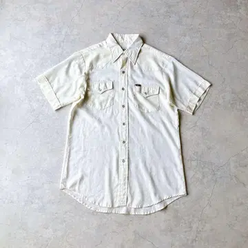 80s 90s USA제 Lee 반팔 웨스턴 셔츠 베이지 양쪽 포켓