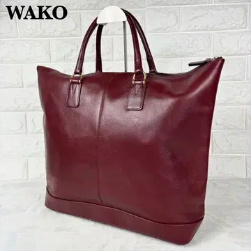 WAKO 와코 A4 토트백 대용량 지퍼 가죽 보르도