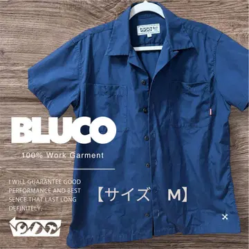 M 사이즈 BLUCO 부루코 반팔 버튼 셔츠 차고 셔츠 네이비