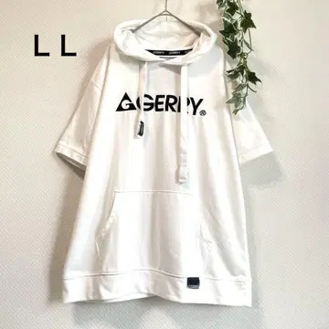 남성용 화이트 블랙 자수 반팔 후드티 트레이닝복 셔츠 아우터 상의 LL