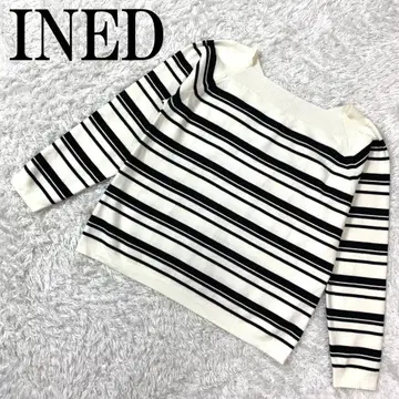 INED 이네드 보더 니트 화이트 블랙 13 B8407
