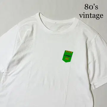 80's Lowgan 싱글 스티치 올드 티셔츠 화이트 구제 의류