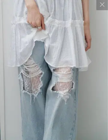 kastane 레이스 데님 팬츠 블루 사이즈 0