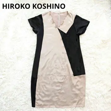 HIROKO KOSHINO 컬러 블록 바이컬러 반팔 원피스 드레스