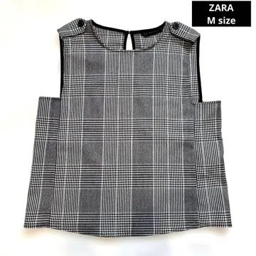 미사용 새상품 ZARA 체크 슬리브리스