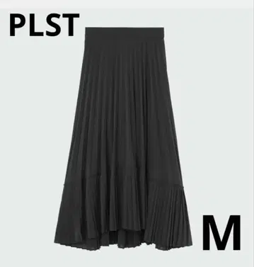 PLST 랩 디자인 플리츠 스커트 블랙 M 사이즈
