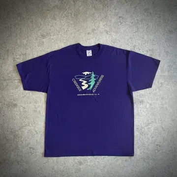 80s 90s 저지 티셔츠 2XL 보라색 남성용/여성용