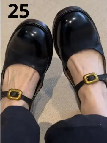 센터 버클 멜리 제인 신발 블랙 25cm