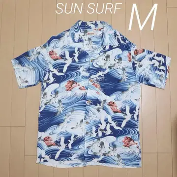 선서프 토요 알로하 셔츠 ss30987 레이온 일본풍 패턴 철새 파랑 M