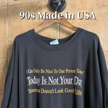 90s USA제 페이드 메시지 티셔츠 싱글 스티치