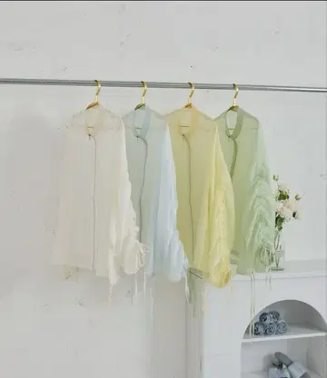 Louiosy 리본 포함 드로스트 시어 블루종 그린