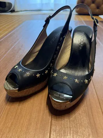 JIMMY CHOO 블랙 웨지 힐 샌들 40