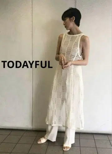TODAYFUL 아이보리 메쉬 에이프런 드레스