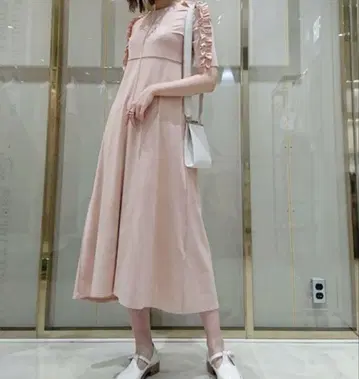 FURFUR 퍼퍼 프릴 슬리브 컷 원피스 롱 원피스