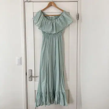 마리하 MARIHA 왈츠 드레스 오프숄더 롱 원피스 그린