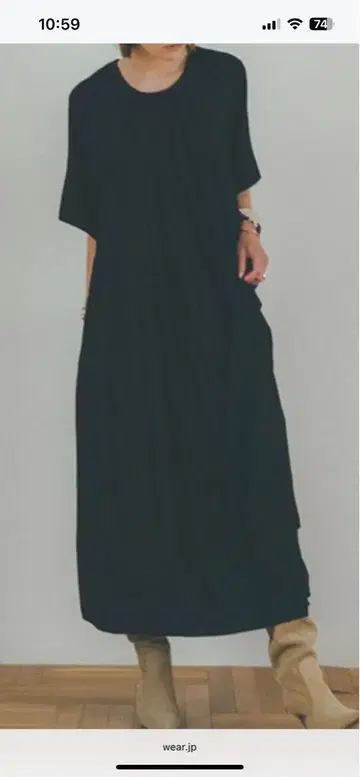 CLANE 19SS/더블 페이스 티어드 원피스 1 BLACK