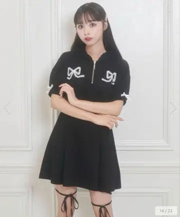 허니시나몬 레이스 리본 후드티 원피스