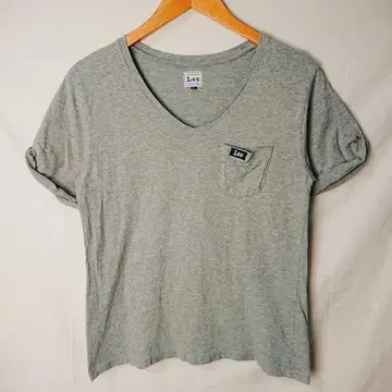 Lee [S] Lee 포켓 티셔츠 롤업 로고 와펜 그레이