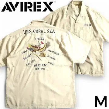 AVIREX 아비렉스 정가 11,000엔 자수 오픈 카라 셔츠 M