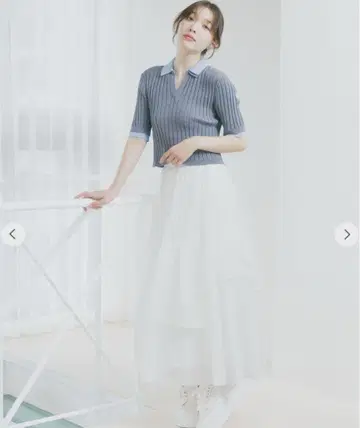 릴리안 캐럿 티어드 디자인 스커트 화이트