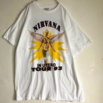 3445 너바나 빅 프린트 반팔 티셔츠 미국제 화이트