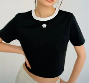 LILY BROWN MARY QUANT 콜라보 티셔츠 반팔 블랙 상의