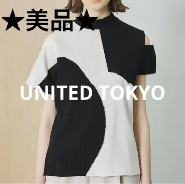 UNITED TOKYO 지오메트릭 인터샤 니트 (화이트)
