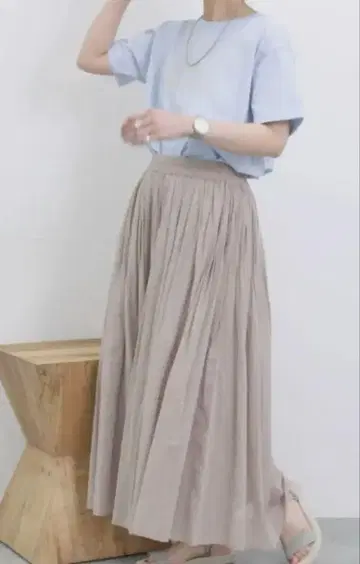 택 포함 새상품 SM2 블루 보일 개더 스카초 베이지
