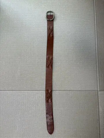 랄프 로렌 브라운 뜨개질 장식 메탈 버클 벨트