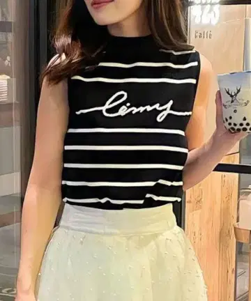 eimy istoire 클래식 보더 슬리브리스 니트 택 포함 새상품