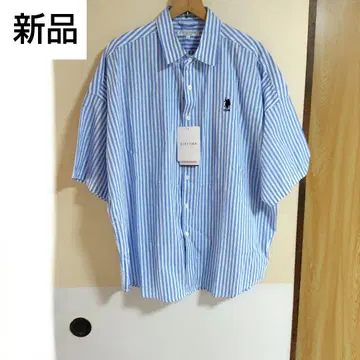 US POLO ASSN 블루 스트라이프 반팔 셔츠 L LL
