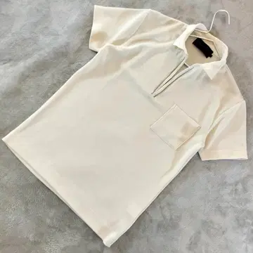 COMME CA COLLECTION 오픈 카라 탑 반팔 화이트