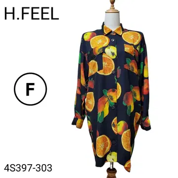 H.FEEL 상의 셔츠 원피스 레트로 빈티지 후르츠 패턴