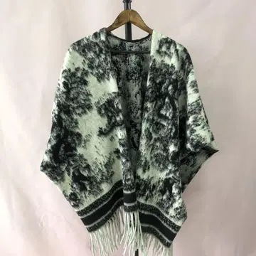 타이다이풍 블랙 화이트 판초