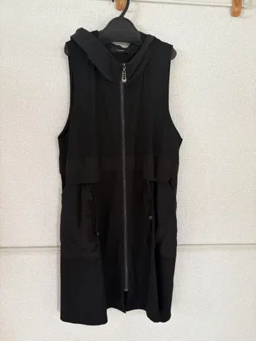 멜랑주 후드 부착 롱 베스트