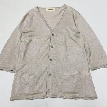 BEAMS 빔즈 린넨 V넥 7부 소매 가디건 린넨