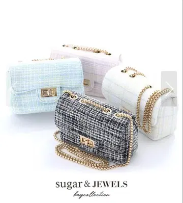sugar & JEWELS 블랙 트위드 숄더백