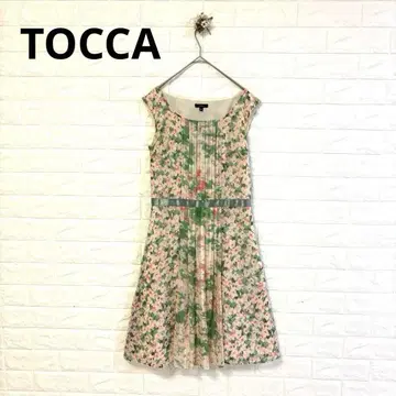 tocca 슬리브리스 원피스 핑크 그린 꽃무늬 여름