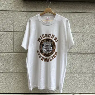 90s USA제 화이트 칼리지 프린트 티셔츠 후르츠 XL 빈티지
