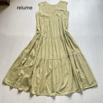 relume 코튼 보일 크링클 티어드 원피스 라임 F