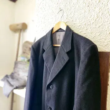 남성용 L~XL 정도 캐시미어 100% 롱 체스터 코트 차콜 그레이
