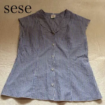 IENA sese 스트라이프 슬리브리스 블라우스 면 100